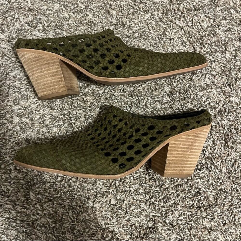Jeffrey Campbell Leone Woven Leather Mules in Moss - Picture 5 of 12